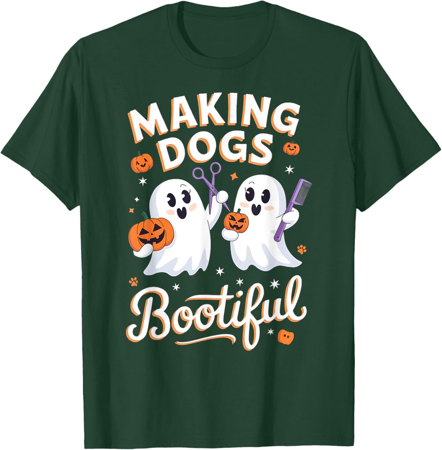 Halloween Dog Grooming Ghosts Making Dogs Bootiful T-Shirt - T-Shirt | Forest