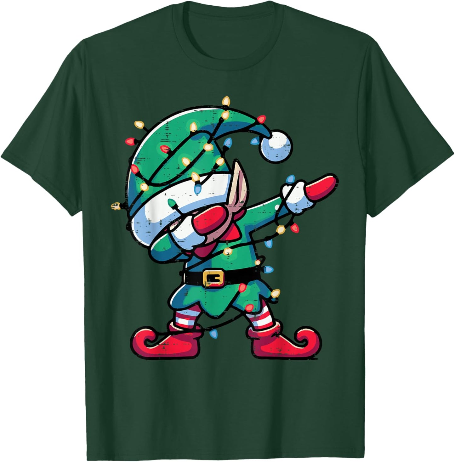 Christmas Elf Dab Cute Xmas Boys Girls Kids Toddler Youth T-Shirt - T-Shirt | Forest