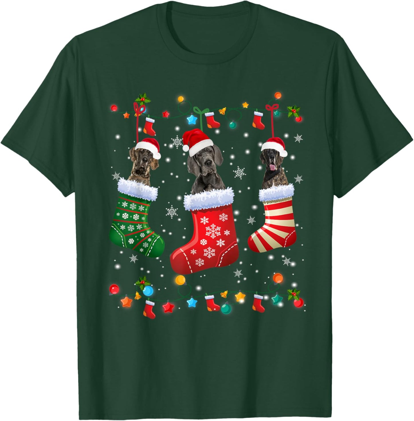 Great Dane Christmas Socks Funny Xmas Pajama Dog Lover T-Shirt - T-Shirt | Forest