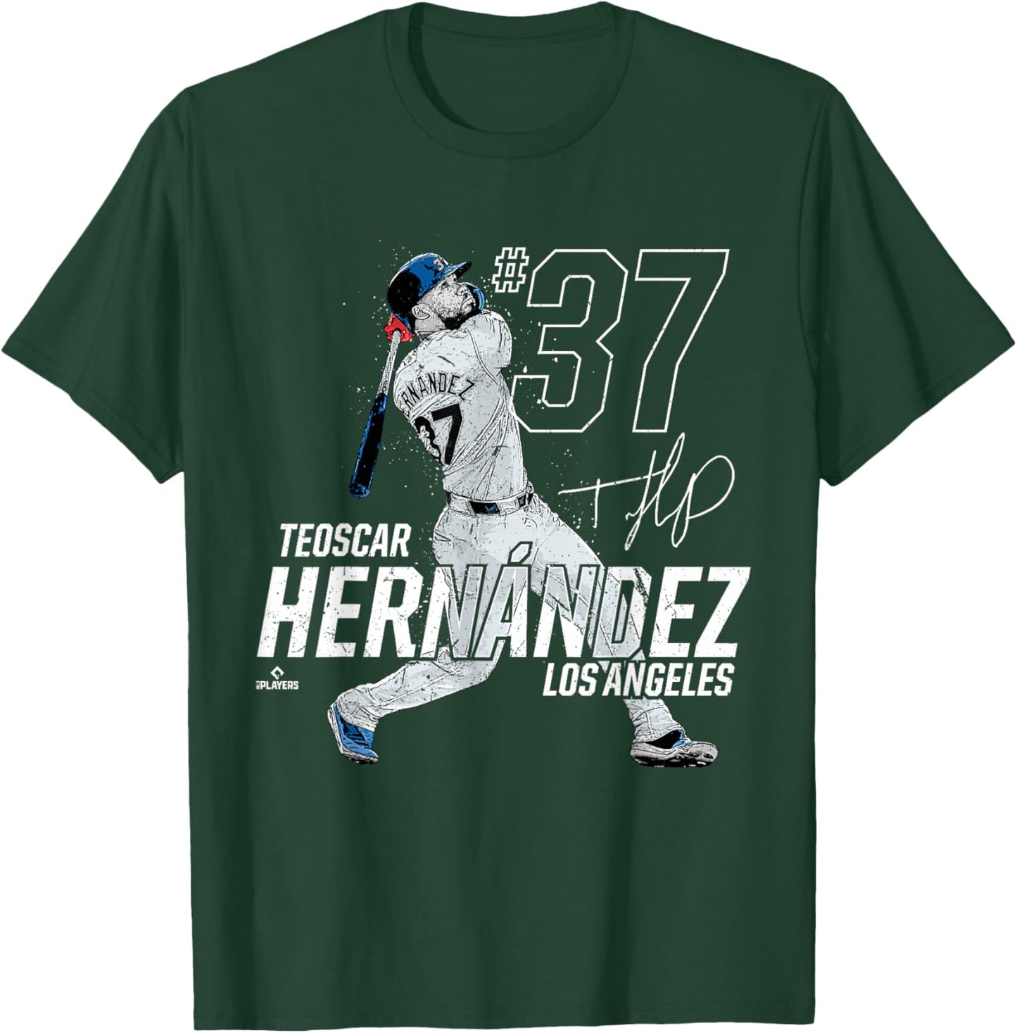 Dynamic Pose Teoscar Hernandez Los Angeles Baseball MLBPA T-Shirt - T-Shirt | Forest