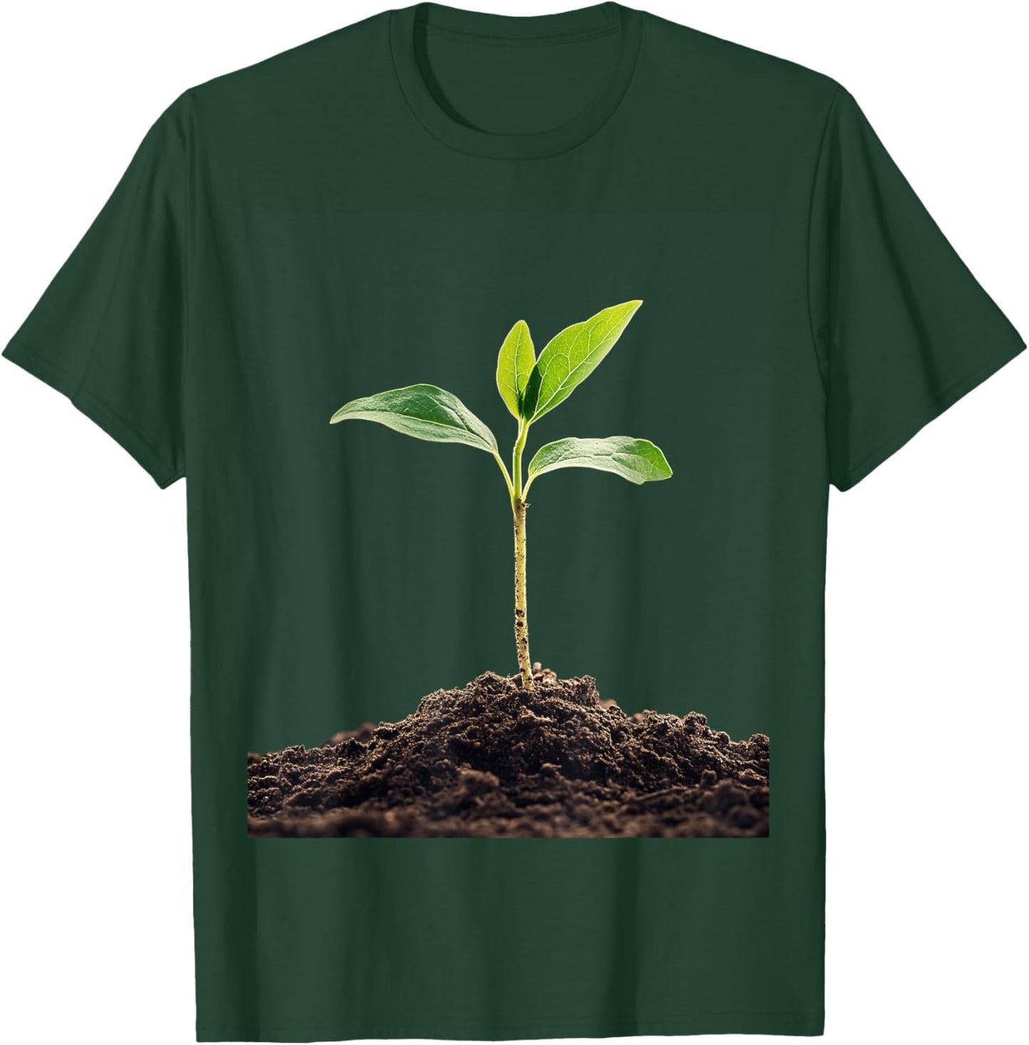 Plant Sprout Against Dark Background Nature T-Shirt - T-Shirt | Forest