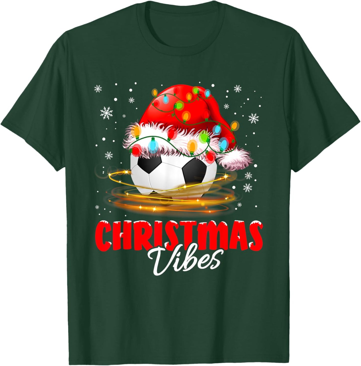 Christmas Pajamas Christmas Lights Soccer Football Outfit T-Shirt - T-Shirt | Forest