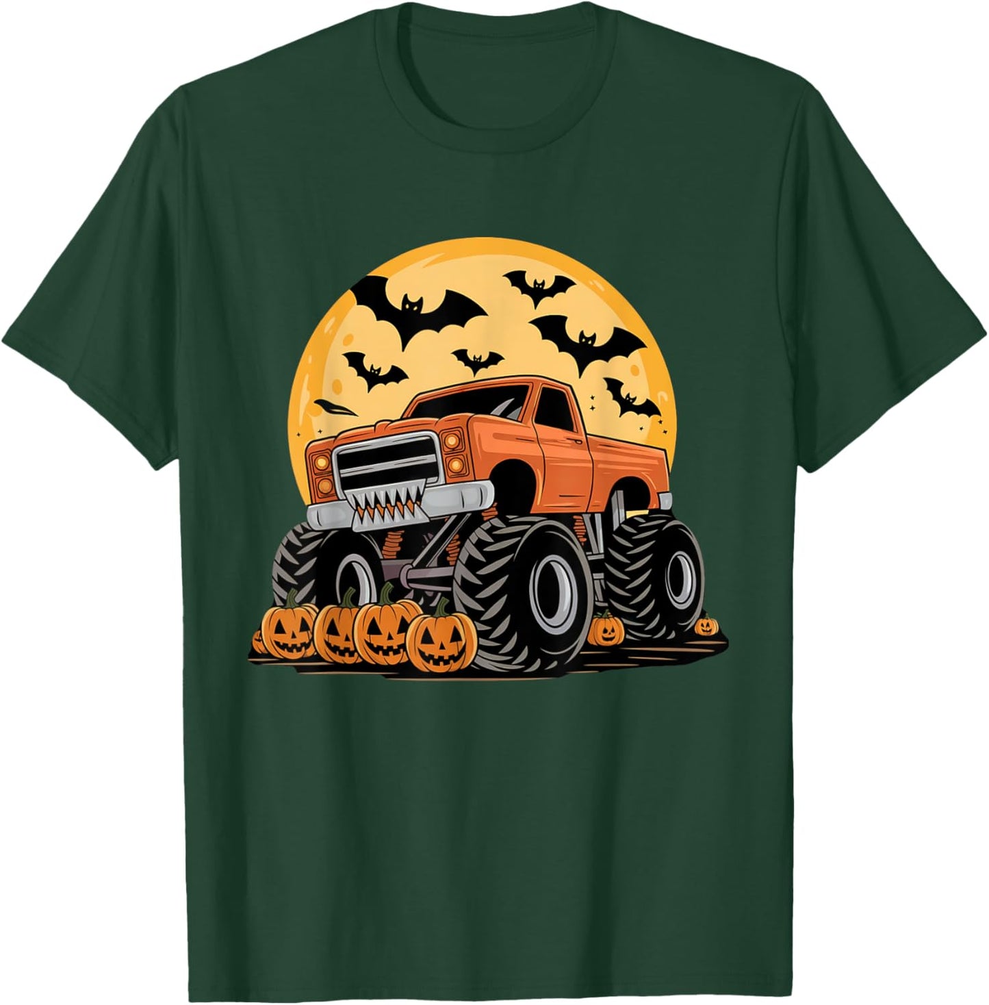 Halloween Shirts for Kids Boys Monster Truck Pumpkins T-Shirt - T-Shirt | Forest