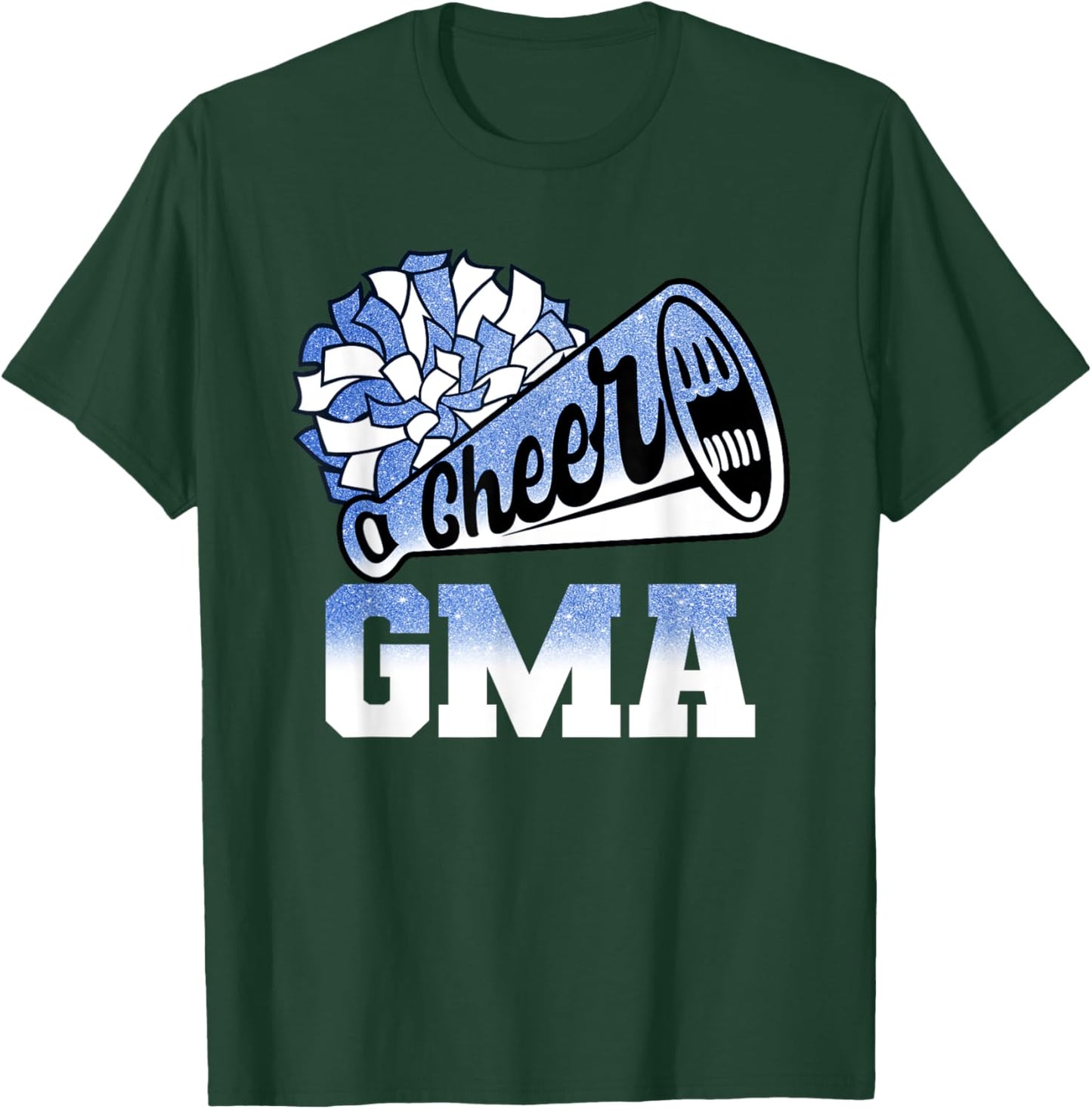 Cheer Gma Biggest Fan Cheerleader Blue White Pom Pom T-Shirt - T-Shirt | Forest