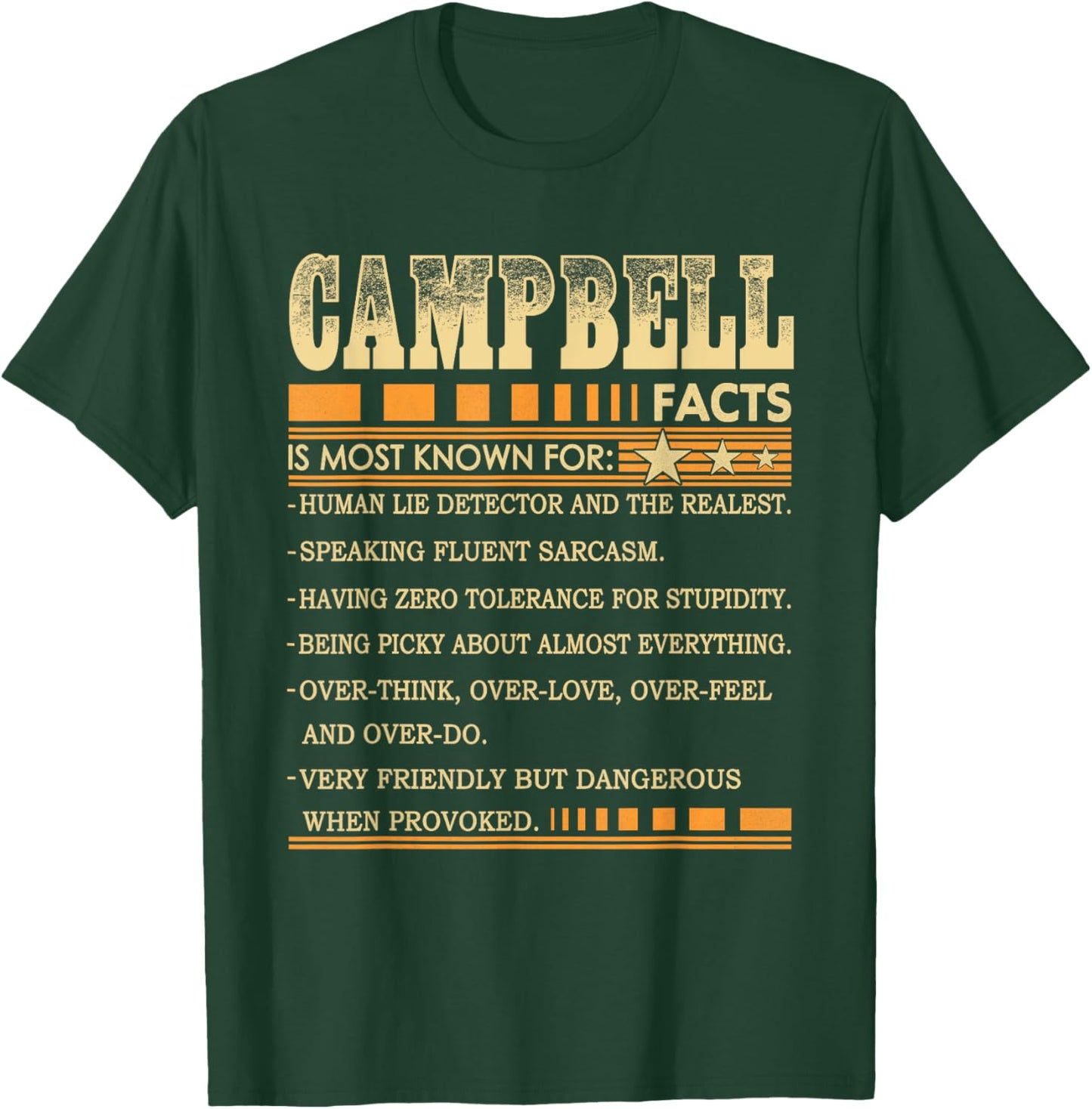 Campbell Name FACTS Shirt Funny Campbell Last Name T-Shirt - T-Shirt | Forest