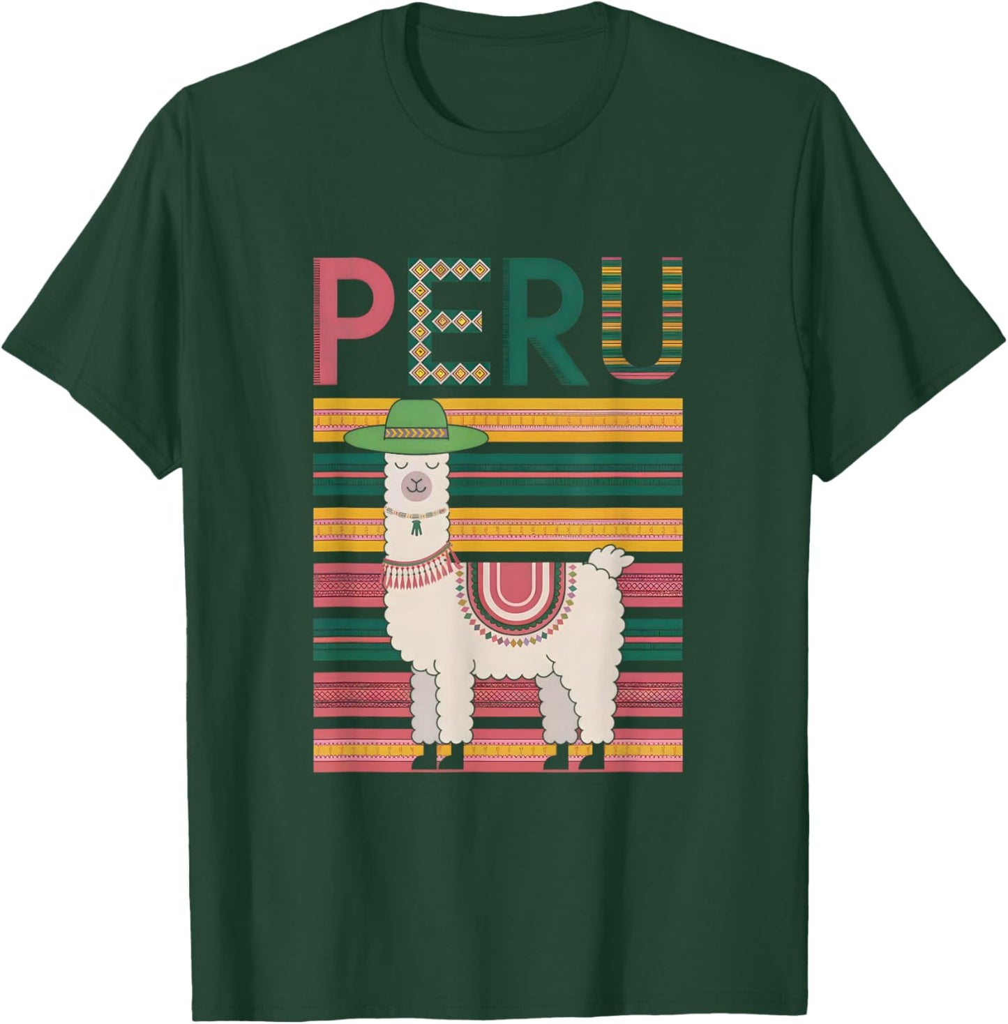 Cute Peruvian Llama from Peru - Fun Peru Design T-Shirt - T-Shirt | Forest