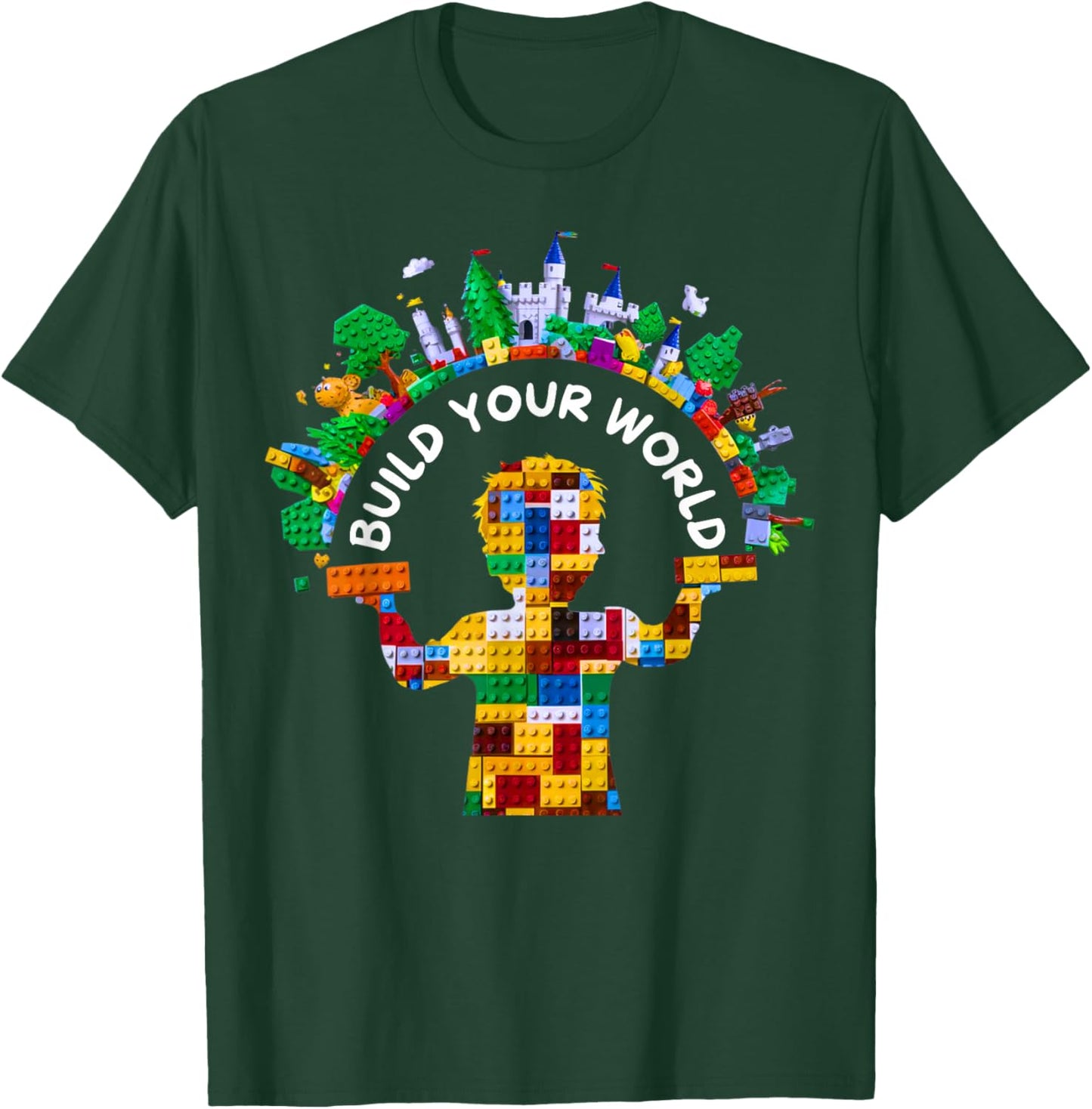 Master Builder Kids Building Blocks Brick Toys Birthday Boys T-Shirt - T-Shirt | Forest