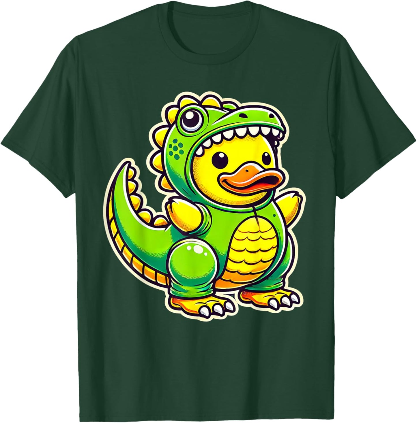 Funny Yellow Rubber Duck Dinosaur Dino Duck Halloween Boys T-Shirt - T-Shirt | Forest