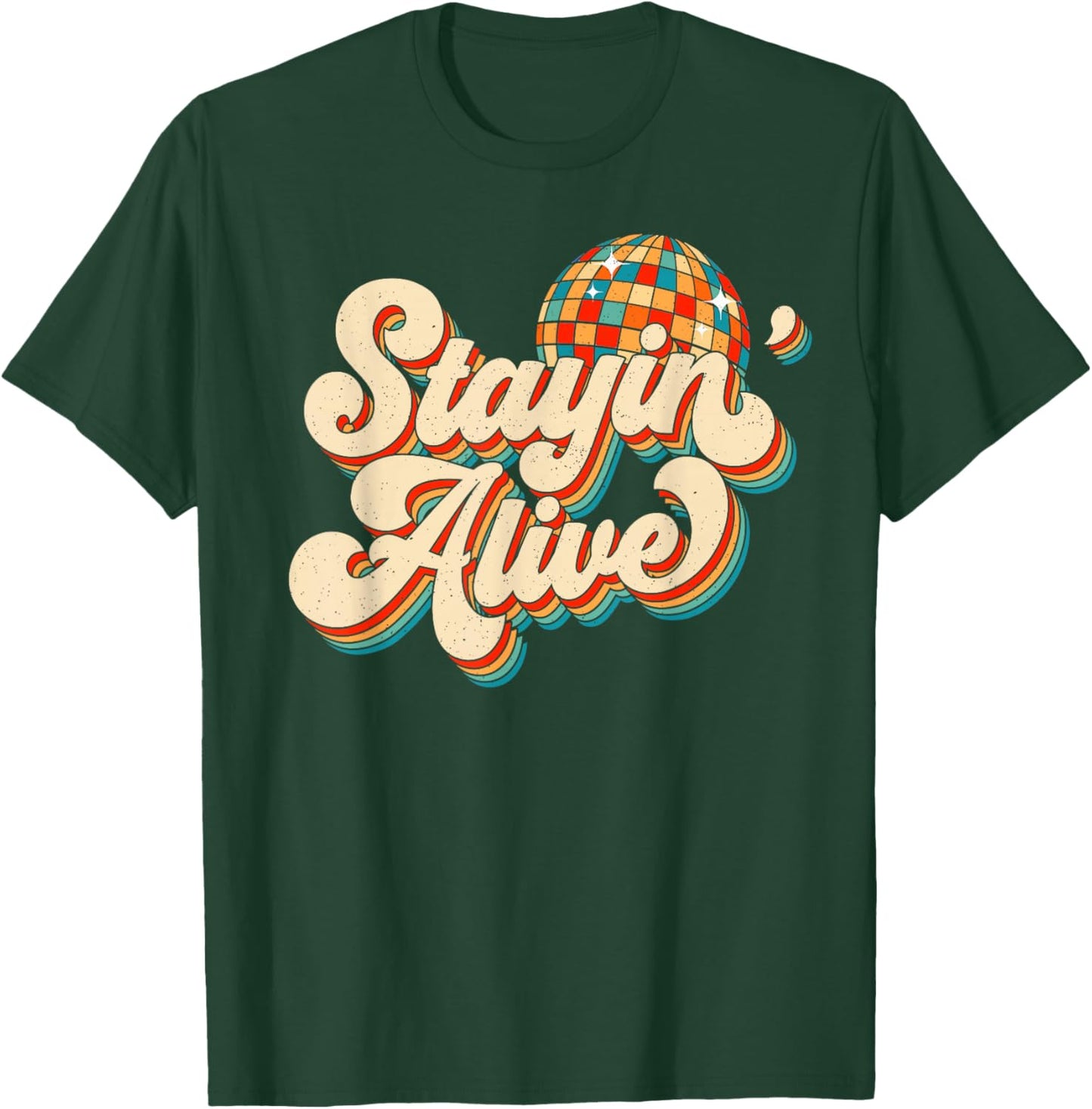 Stayin' Alive Bridesmaid Bride 80s Disco Bachelorette Party T-Shirt - T-Shirt | Forest