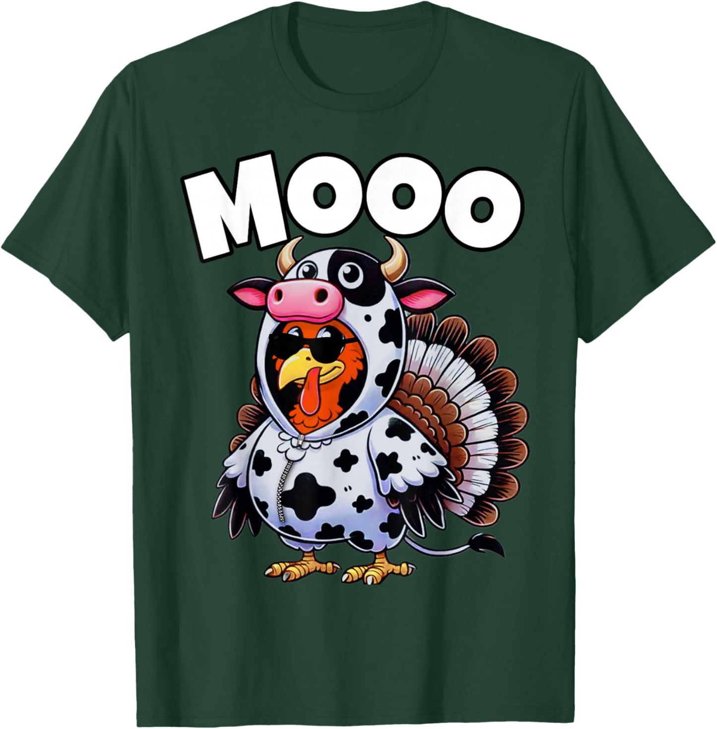 Funny Thanksgiving Turkey Outfit As Cow | Funny Thanksgiving T-Shirt - T-Shirt | Forest