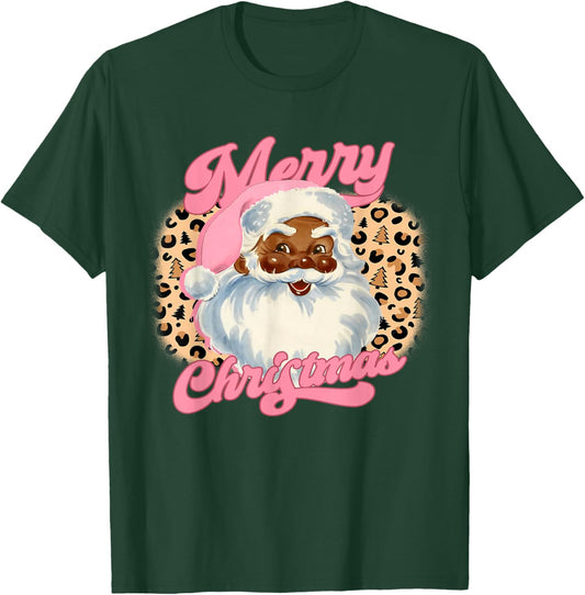 Christmas Santa Claus Black Xmas African American Women Girl T-Shirt - T-Shirt | Forest
