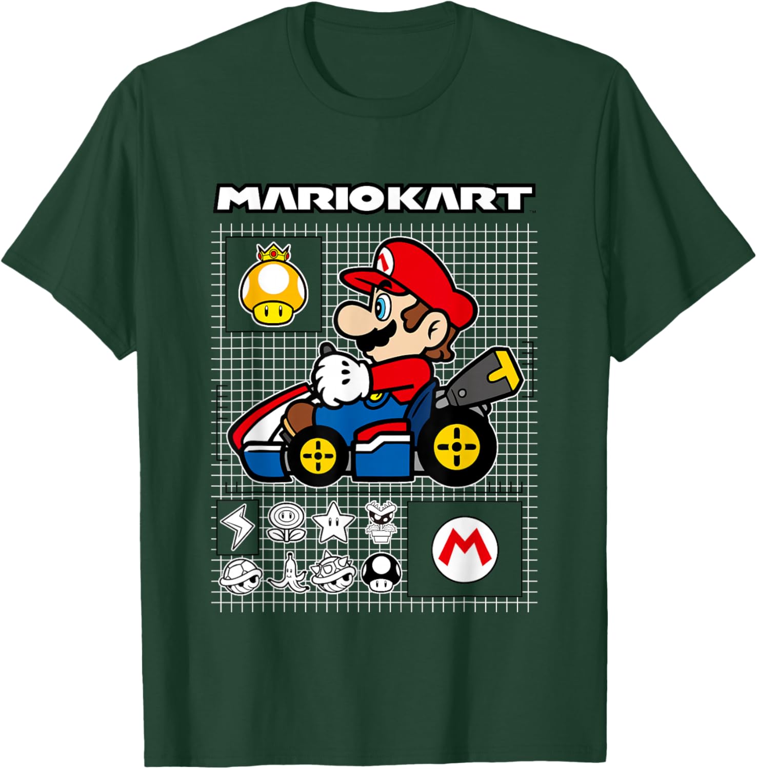 Mario Kart Rally Driver Schematics Mario T-Shirt - T-Shirt | Forest