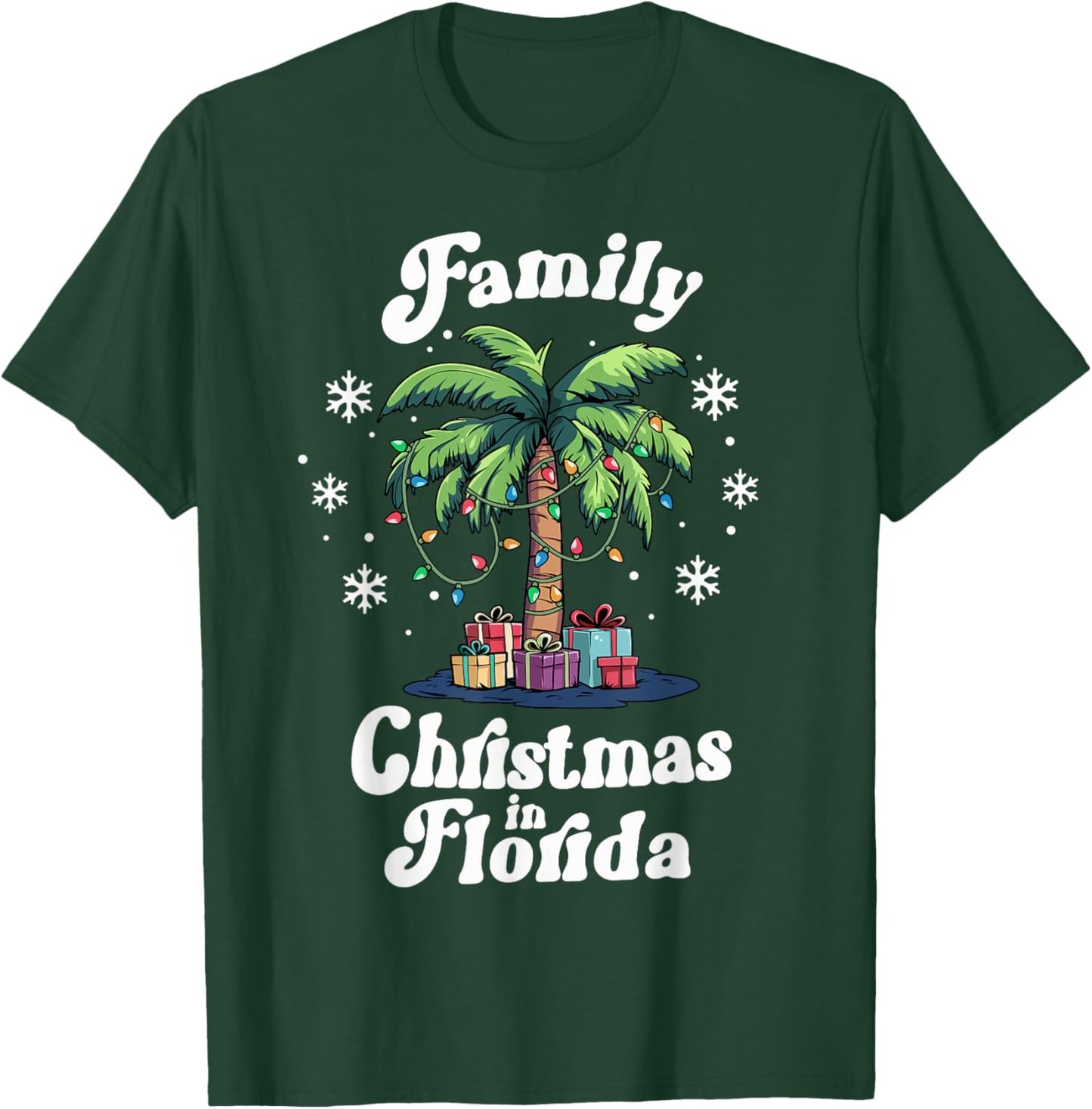 Matching Family Christmas in Florida Tropical Palm Tree T-Shirt - T-Shirt | Forest
