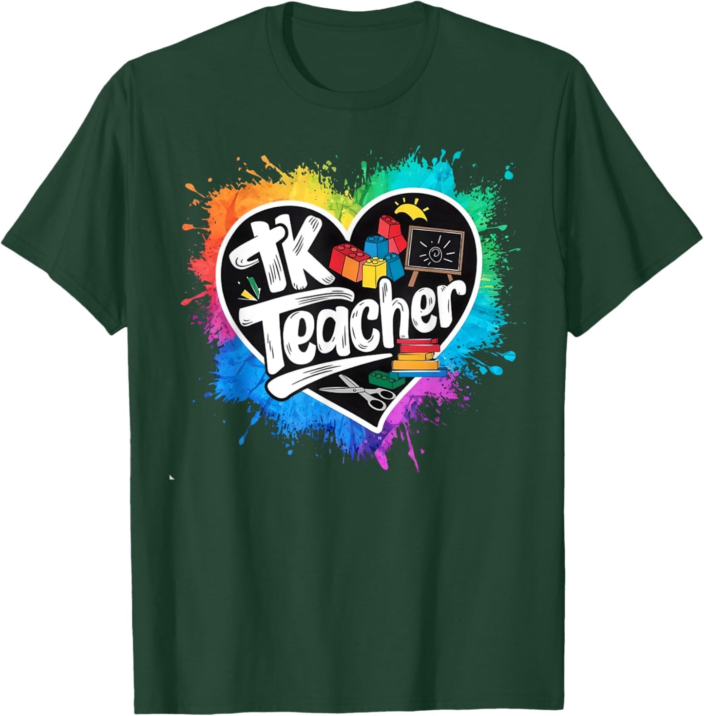 TK Teacher Transitional Kindergarten Heart Back To School T-Shirt - T-Shirt | Forest