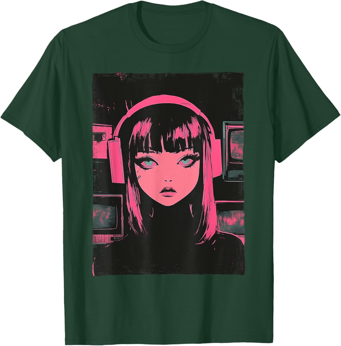 Cute E-girl Anime Vaporwave Cyber Goth Distressed Grunge T-Shirt - T-Shirt | Forest