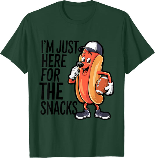 Funny I'm Just Here For The Snacks Football T-Shirt - T-Shirt | Forest