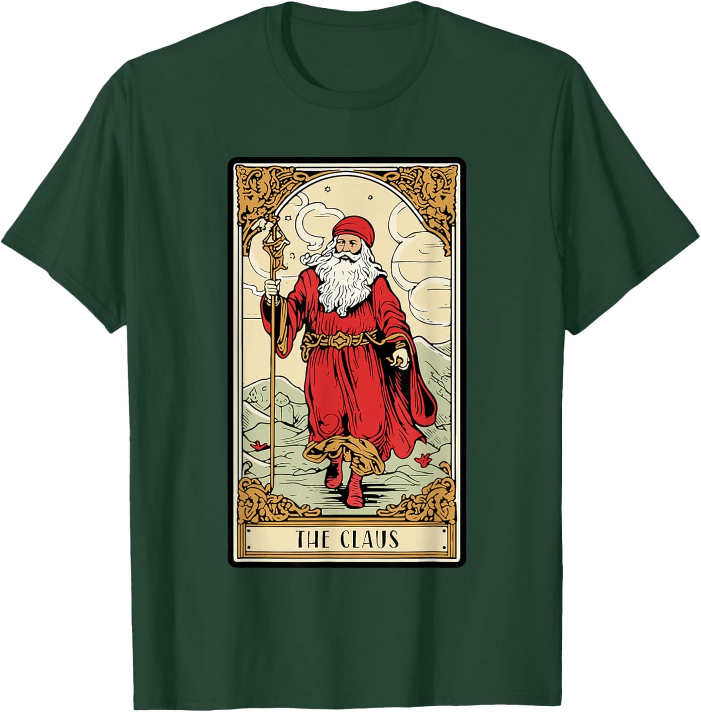 Vintage Santa Claus Card Christmas Aesthetic Mystical T-Shirt - T-Shirt | Forest