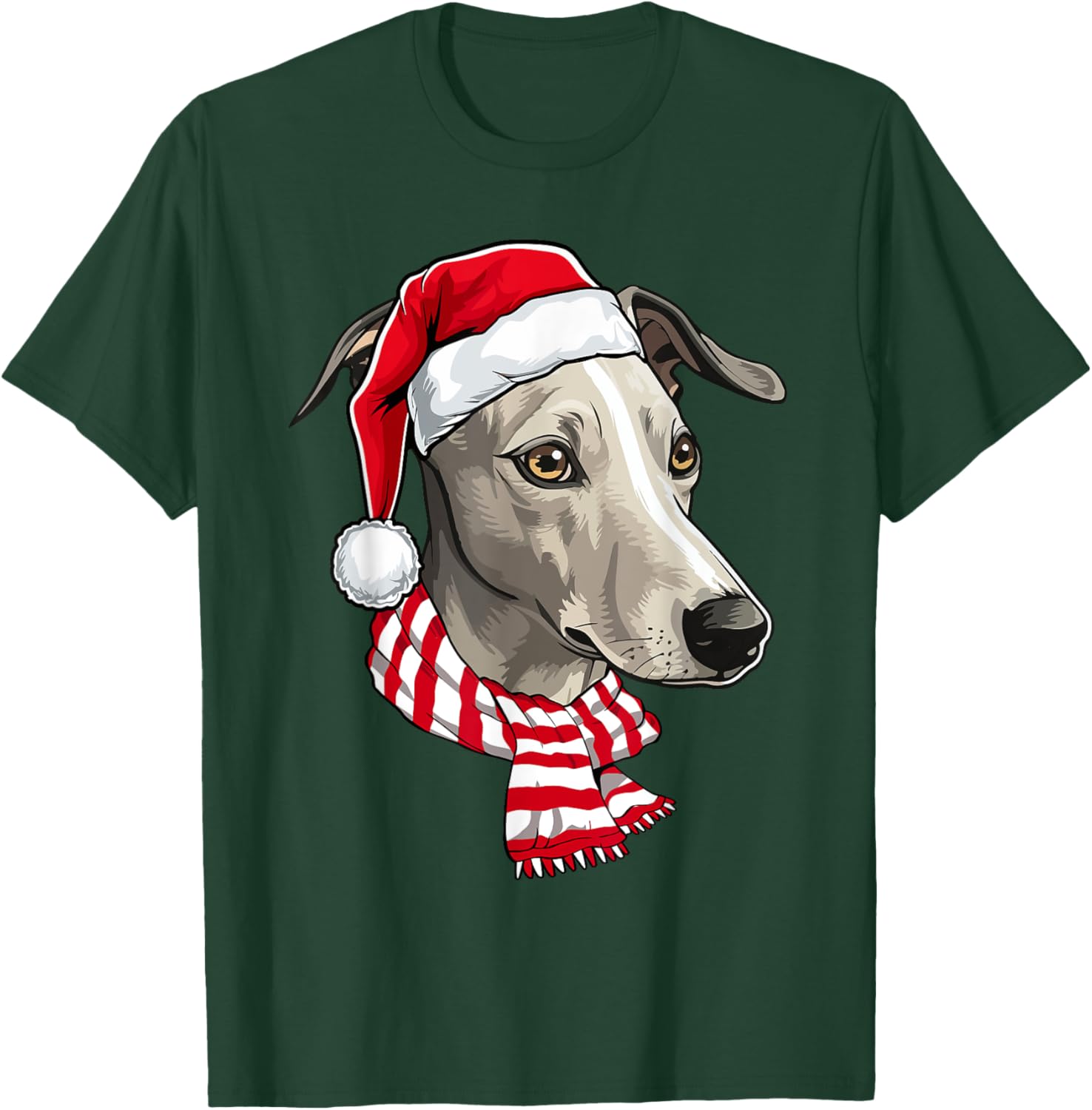Santa Greyhound Christmas Dog Lover Men Women Kids T-Shirt - T-Shirt | Forest
