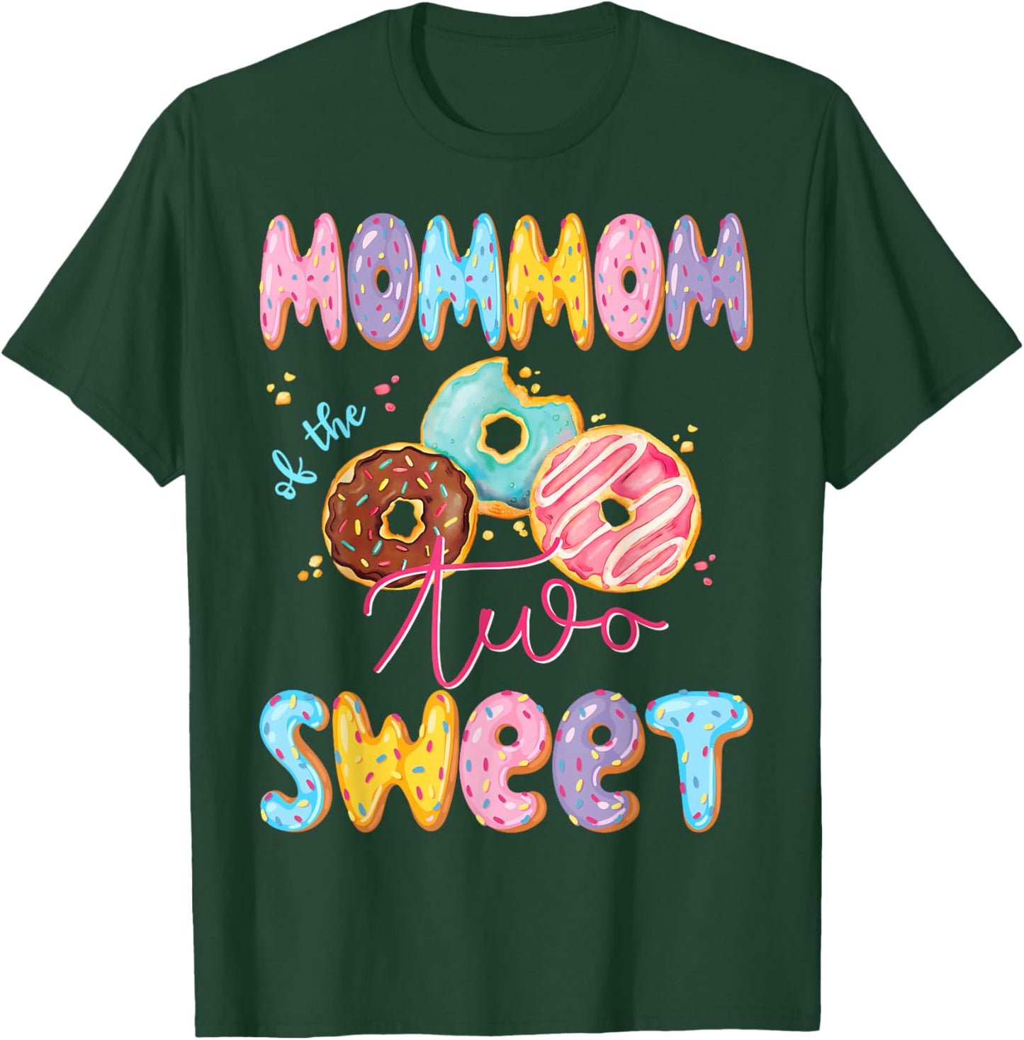 MomMom Of The Two Sweet Donut Matching 2Nd Birthday Girl T-Shirt - T-Shirt | Forest
