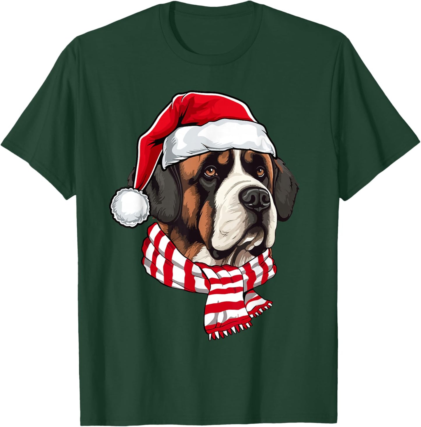 Santa St Bernard Christmas Dog Lover Men Women Kids T-Shirt - T-Shirt | Forest