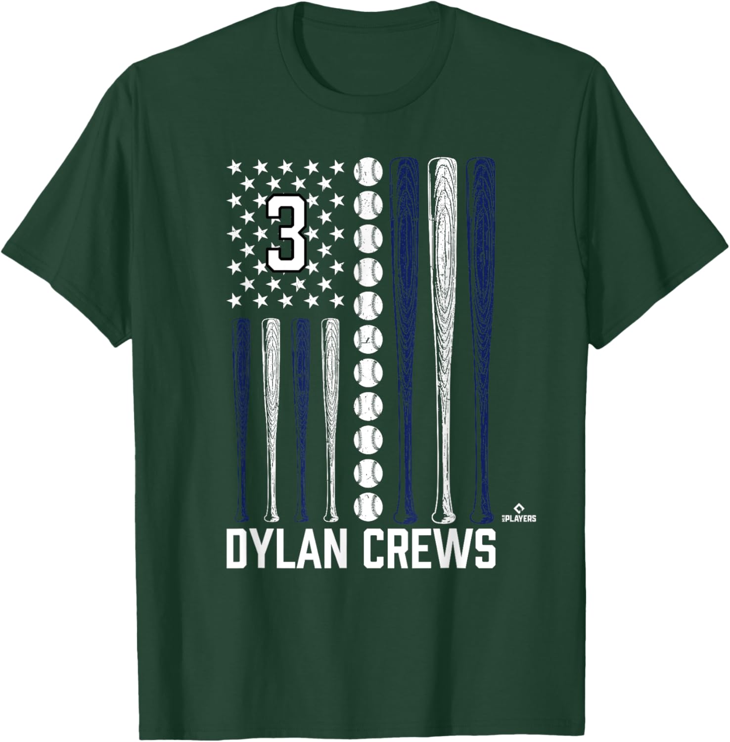 Baseball American Flag Dylan Crews Washington Baseball MLBPA T-Shirt - T-Shirt | Forest