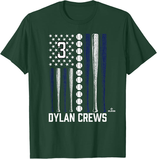 Baseball American Flag Dylan Crews Washington Baseball MLBPA T-Shirt - T-Shirt | Forest