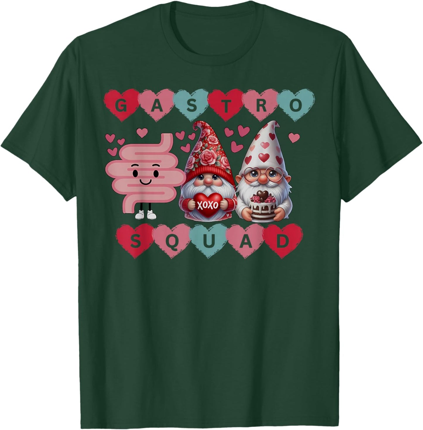 Cute Heart Gnomes Gastro Squad Valentines Endoscopy Nurse. T-Shirt - T-Shirt | Forest