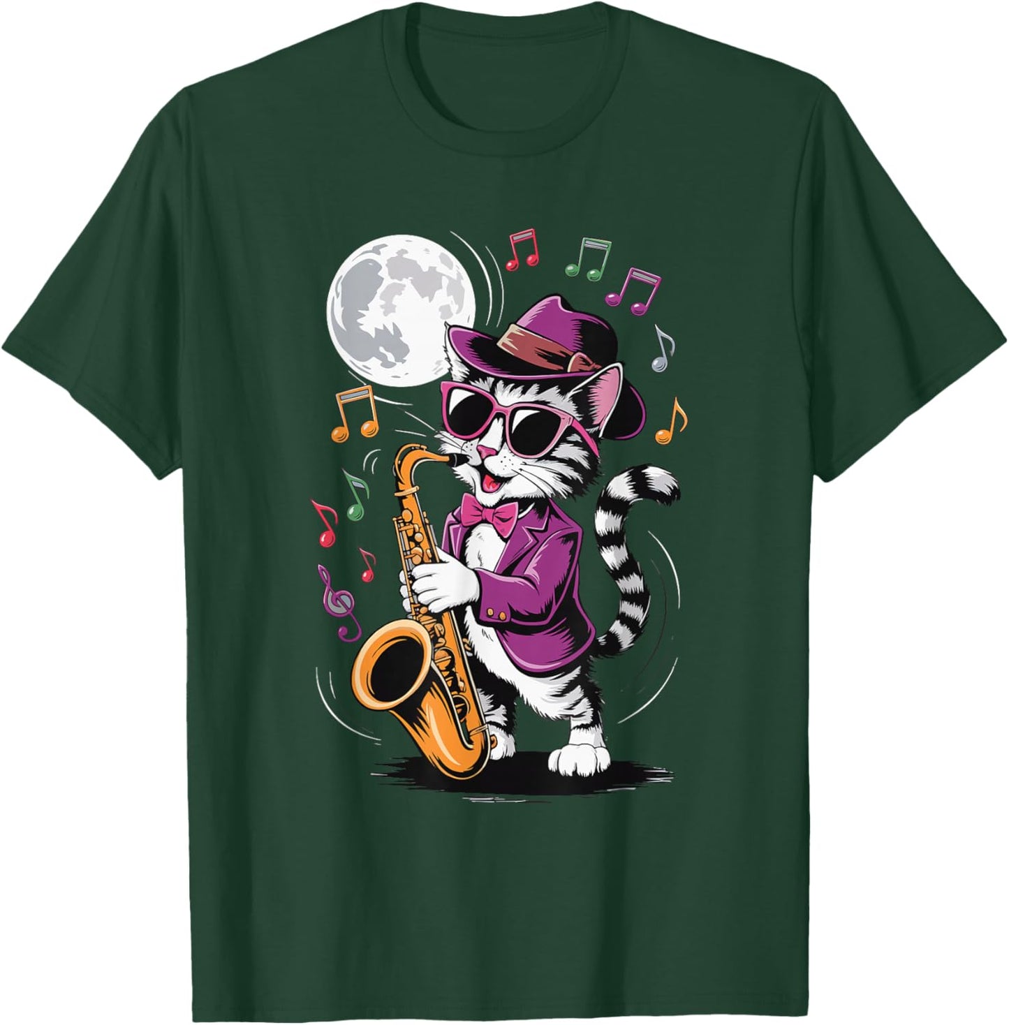 Cat Playing Saxophone T-Shirt - T-Shirt | Forest