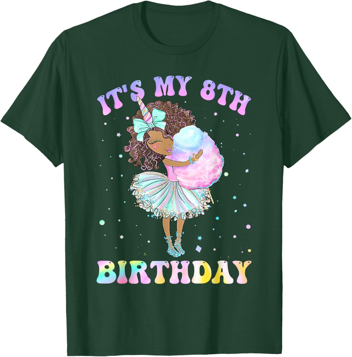 It's My 8th Birthday Black Girl 8 Years Old Melanin Kids T-Shirt - T-Shirt | Forest