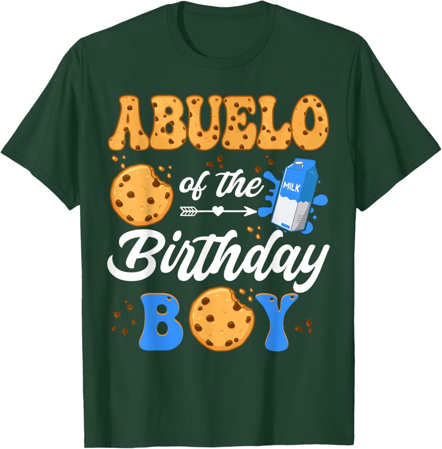 Abuelo Of The Birthday Boy Milk And Cookies 1St Birthday T-Shirt - T-Shirt | Forest