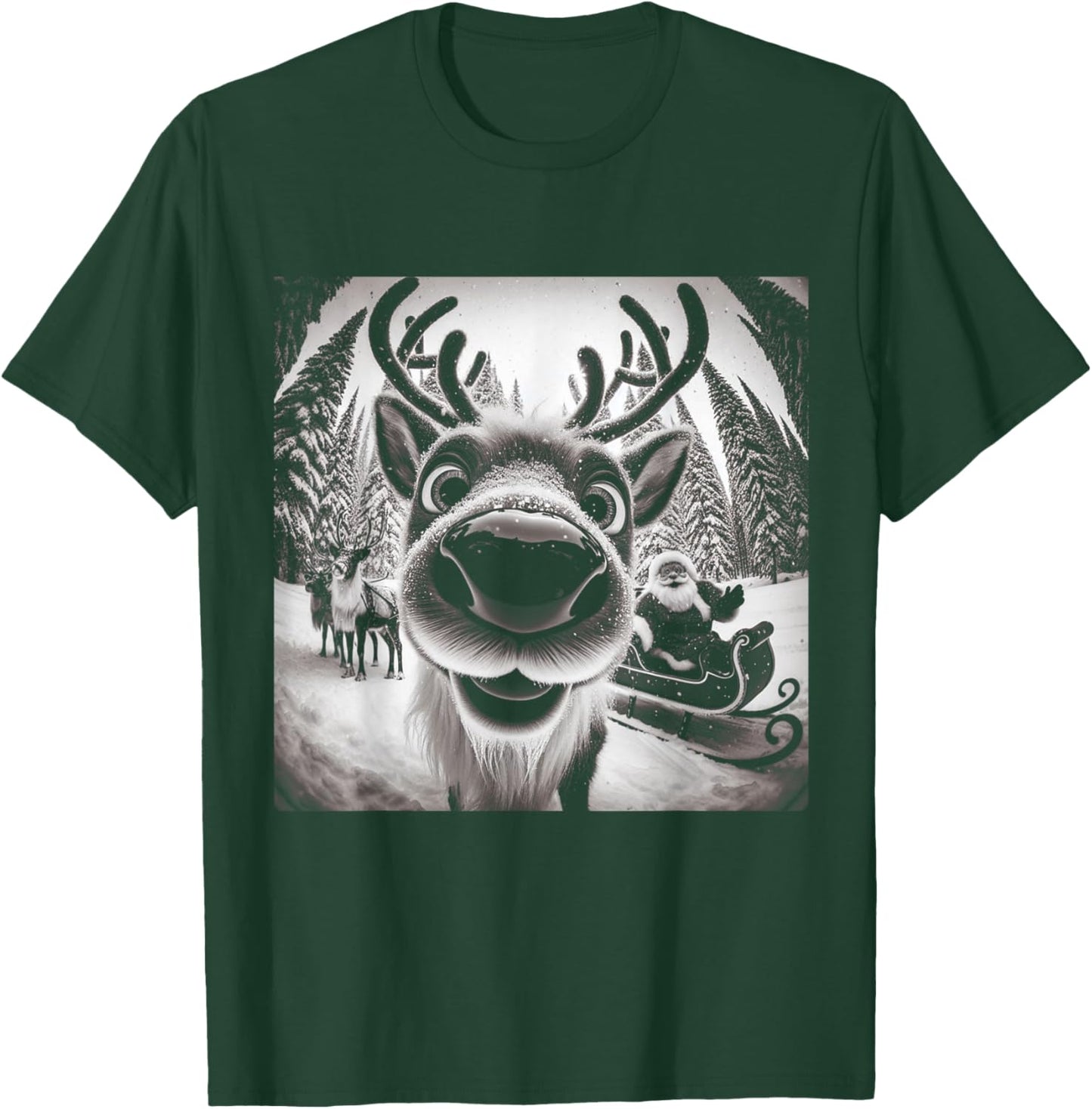 Funny Reindeer Selfie Christmas T-Shirt - T-Shirt | Forest