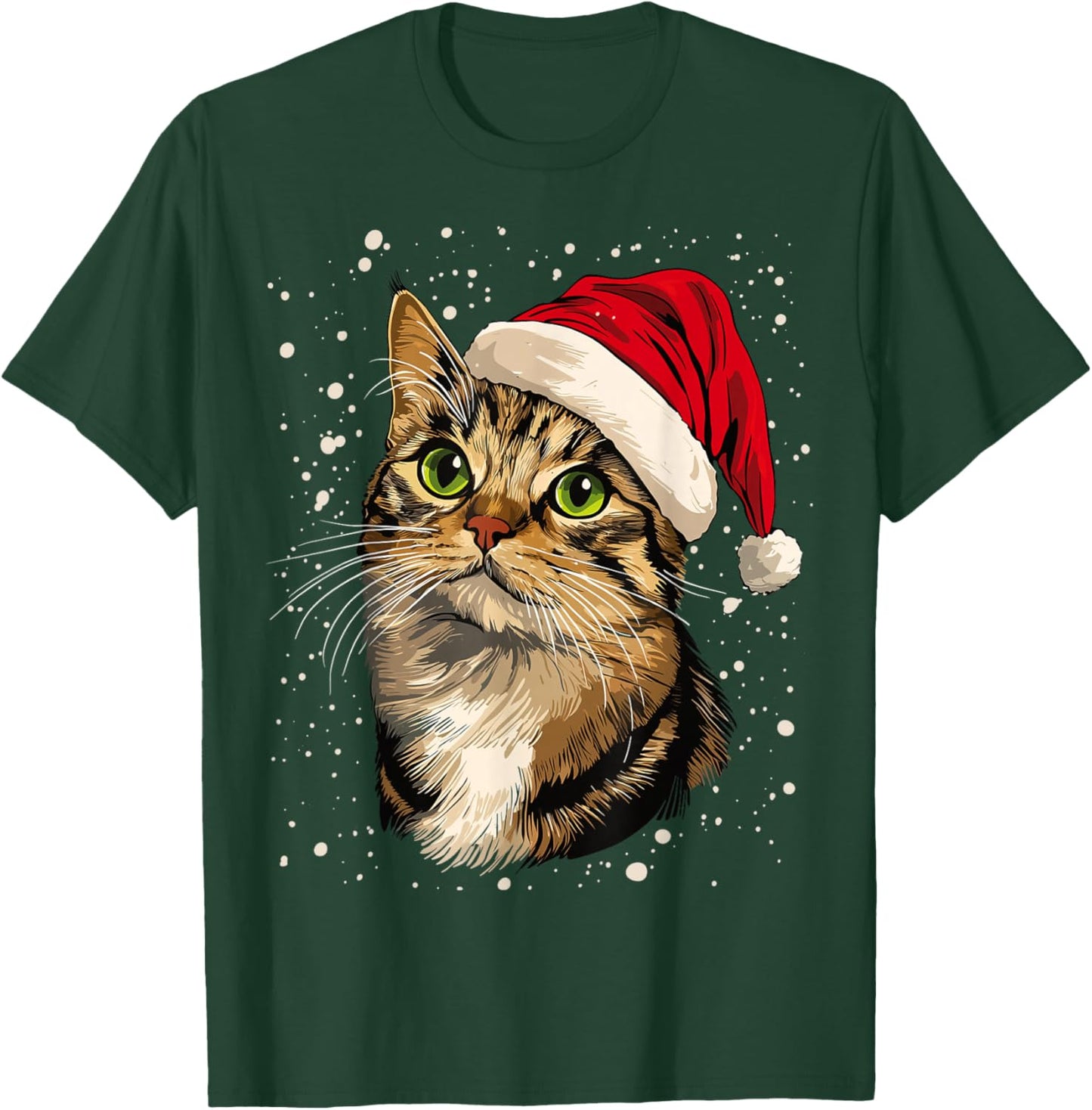 Christmas Cat Snow Graphic Women Kids T-Shirt - T-Shirt | Forest