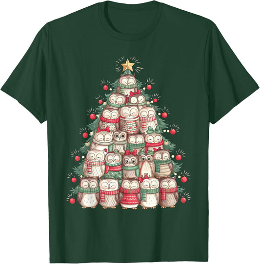 Xmas Holiday Matching Family Christmas Tree Owl T-Shirt - T-Shirt | Forest