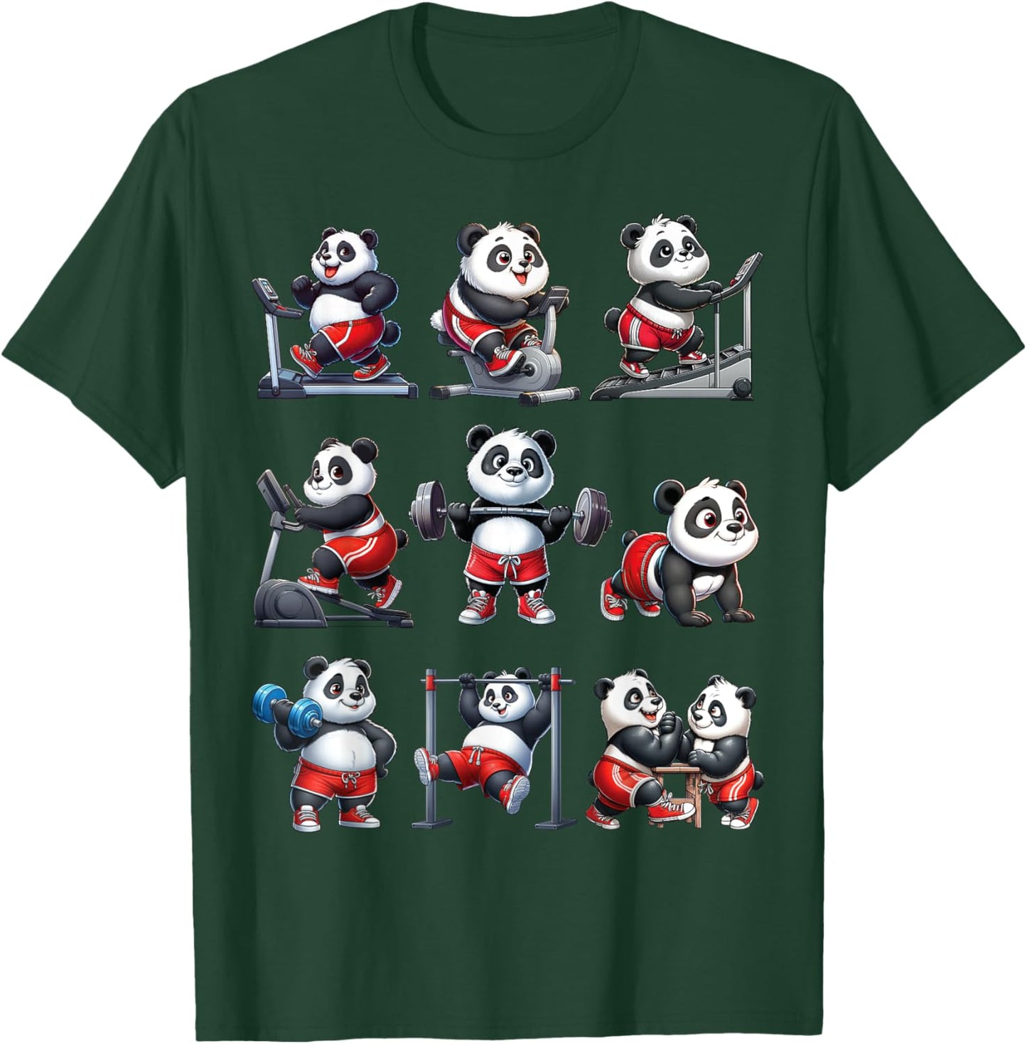 Panda Fitness Collection Gym Workout Weightlifting Sport T-Shirt - T-Shirt | Forest