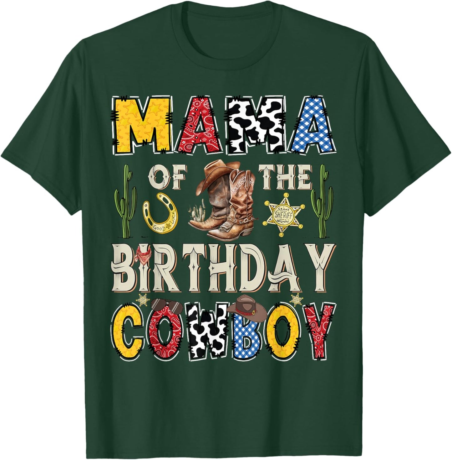 Mama Of The Birthday CowBoy Rodeo Mama Western T-Shirt - T-Shirt | Forest