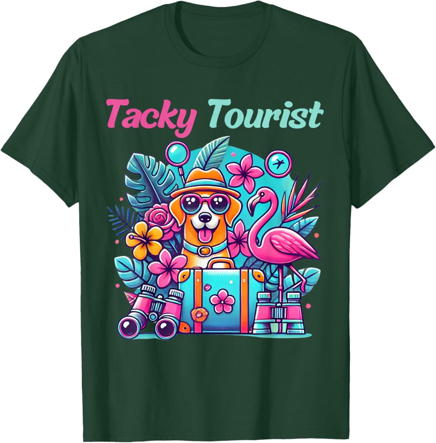 Vacation Tourist Apparel & Vintage Hawaiian Wear -Adults, -Kids Black Tie-Dye Cartoon Tacky Tourist Hawaiian Short Sleeve Small T-Shirt - T-Shirt | Forest