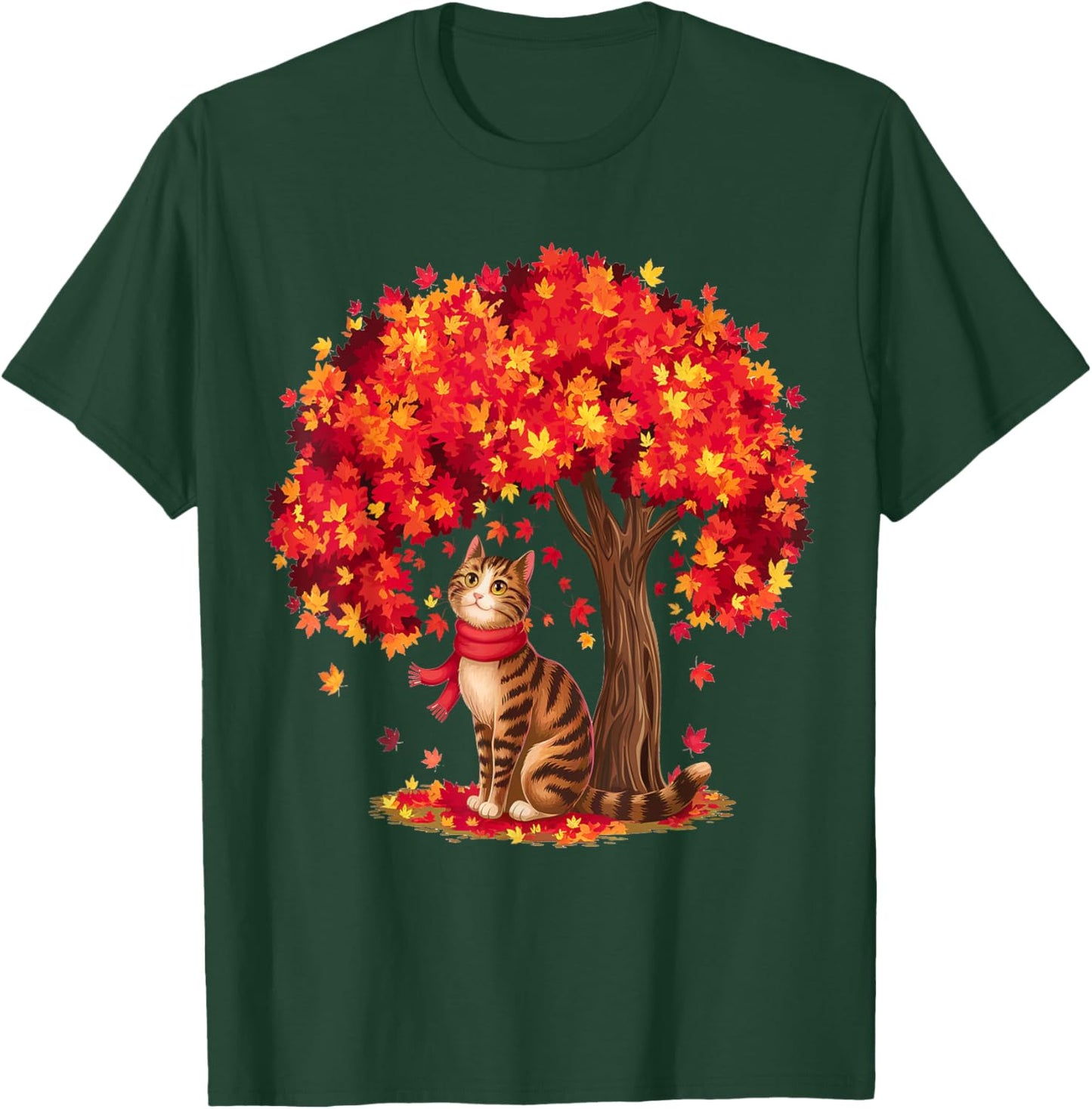 It's Fall Y'all Cat Leaf Fall Tree Autumn Thanksgiving T-Shirt - T-Shirt | Forest