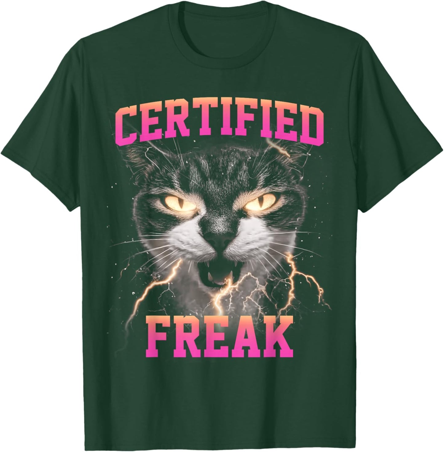Funny Cat Meme Certified Freak Eat Cement Cursed T-Shirt - T-Shirt | Forest