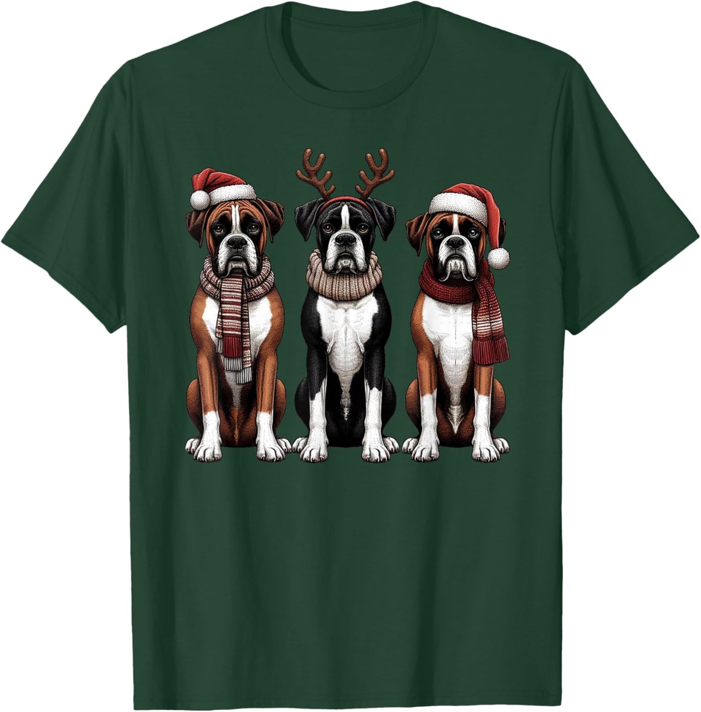 Santa Reindeer Boxer Christmas Boxer Dog Lover Pajama T-Shirt - T-Shirt | Forest