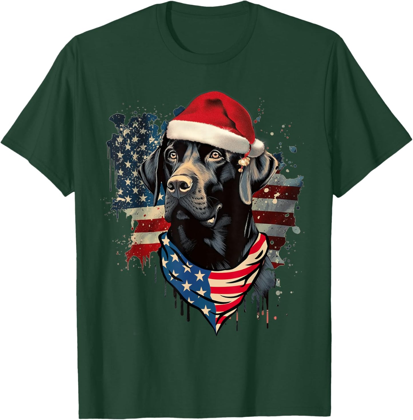 Retro Black Labrador Vintage Santa Christmas Tree Dog Xmas Men Women Kids T-Shirt - T-Shirt | Forest