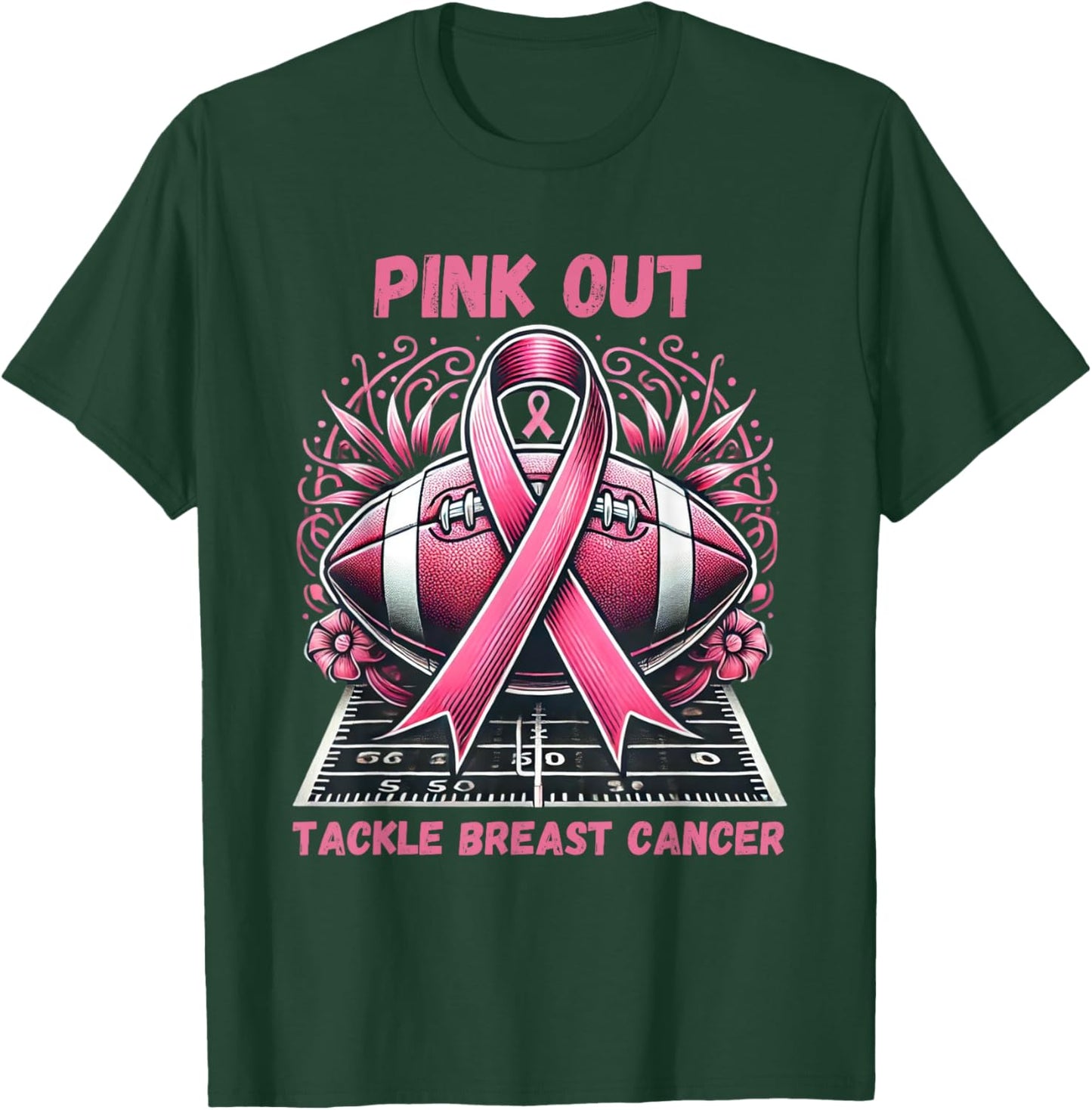 Pink Out Tackle Breast Cancer Awareness American Football T-Shirt - T-Shirt | Forest