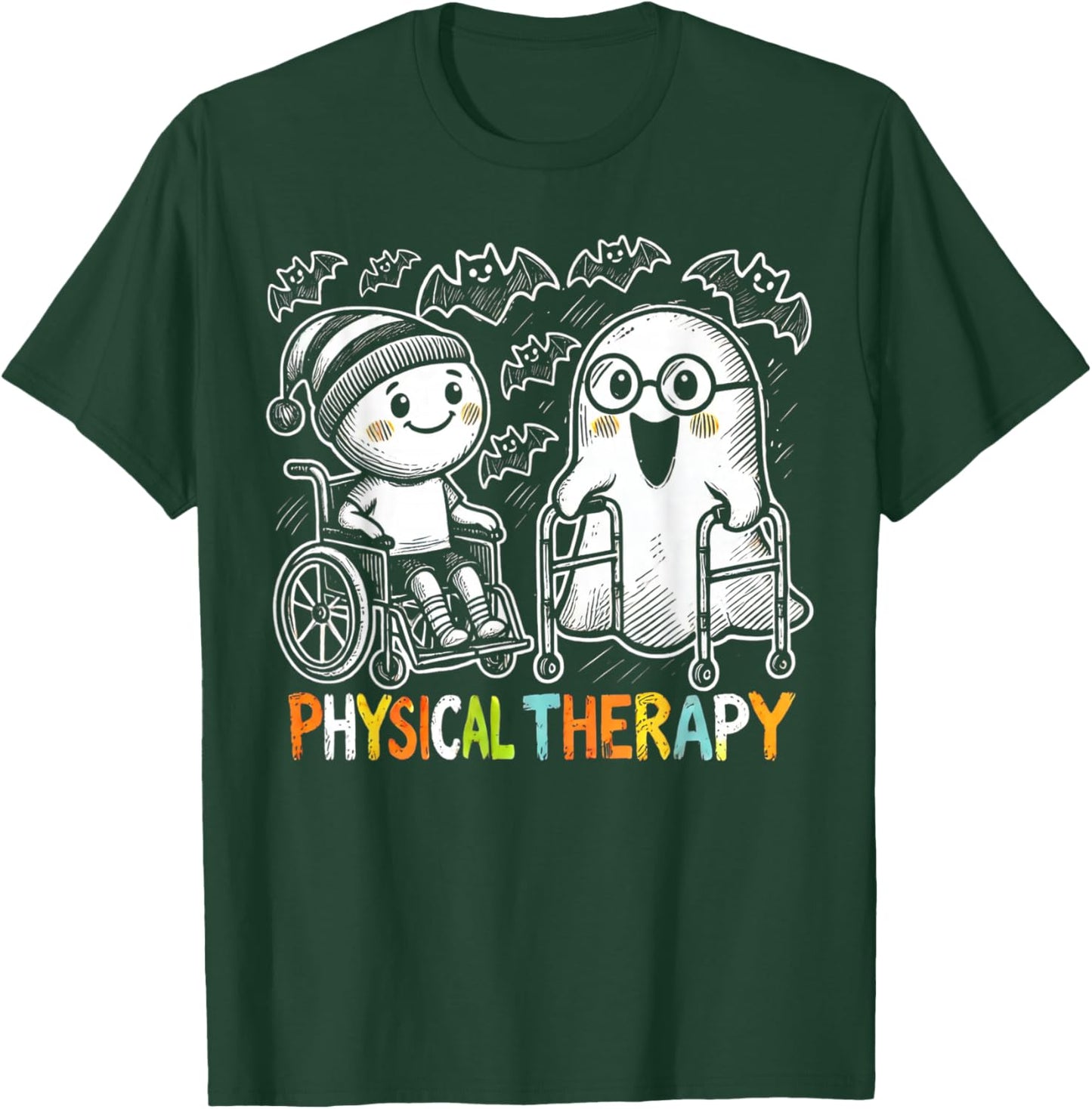 Cute Ghost Physical Therapy Halloween T-Shirt - T-Shirt | Forest