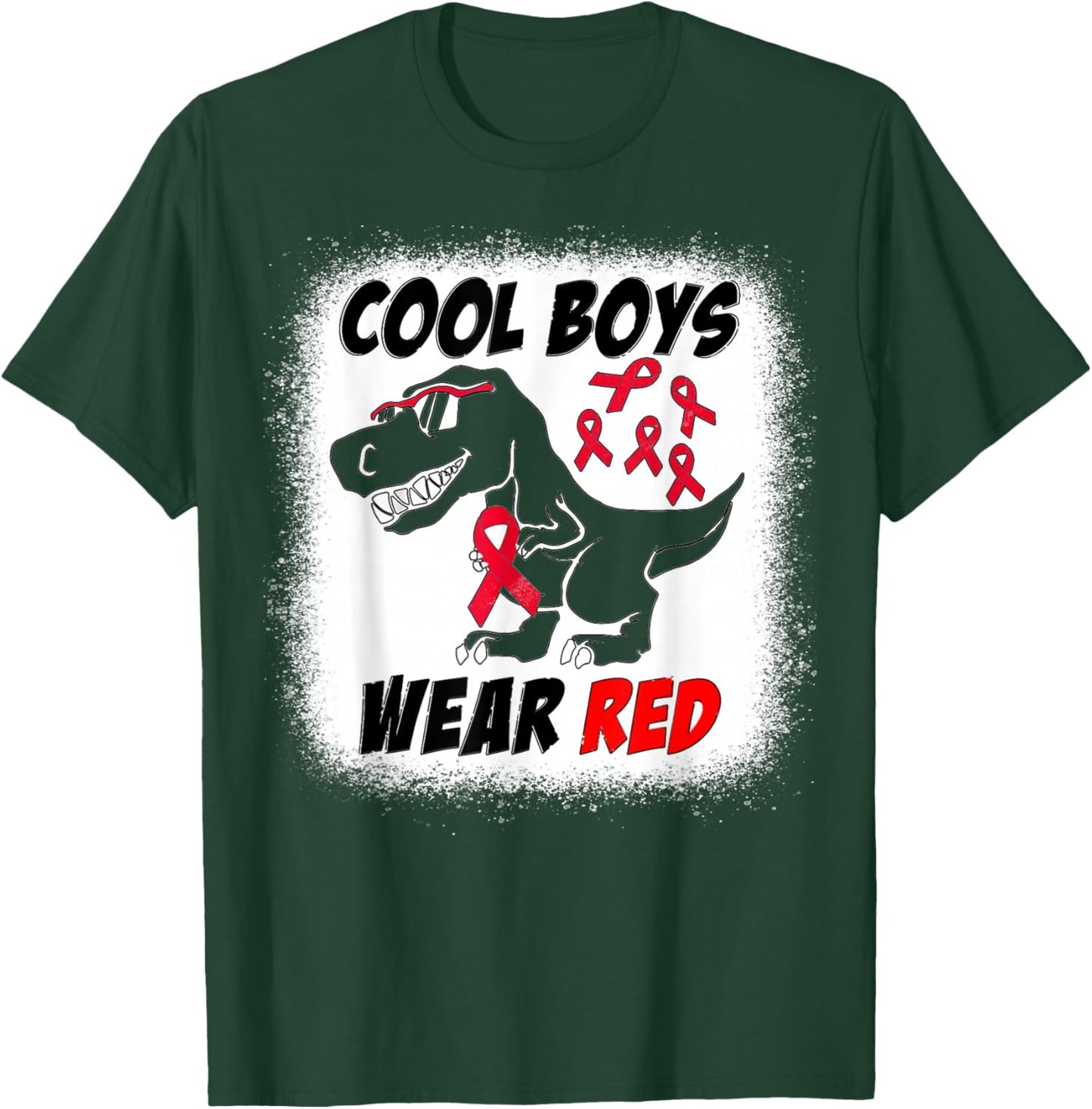 Cool Boys Wear Red For Red Ribbon Week T-Rex Dino Boys Kids T-Shirt - T-Shirt | Forest
