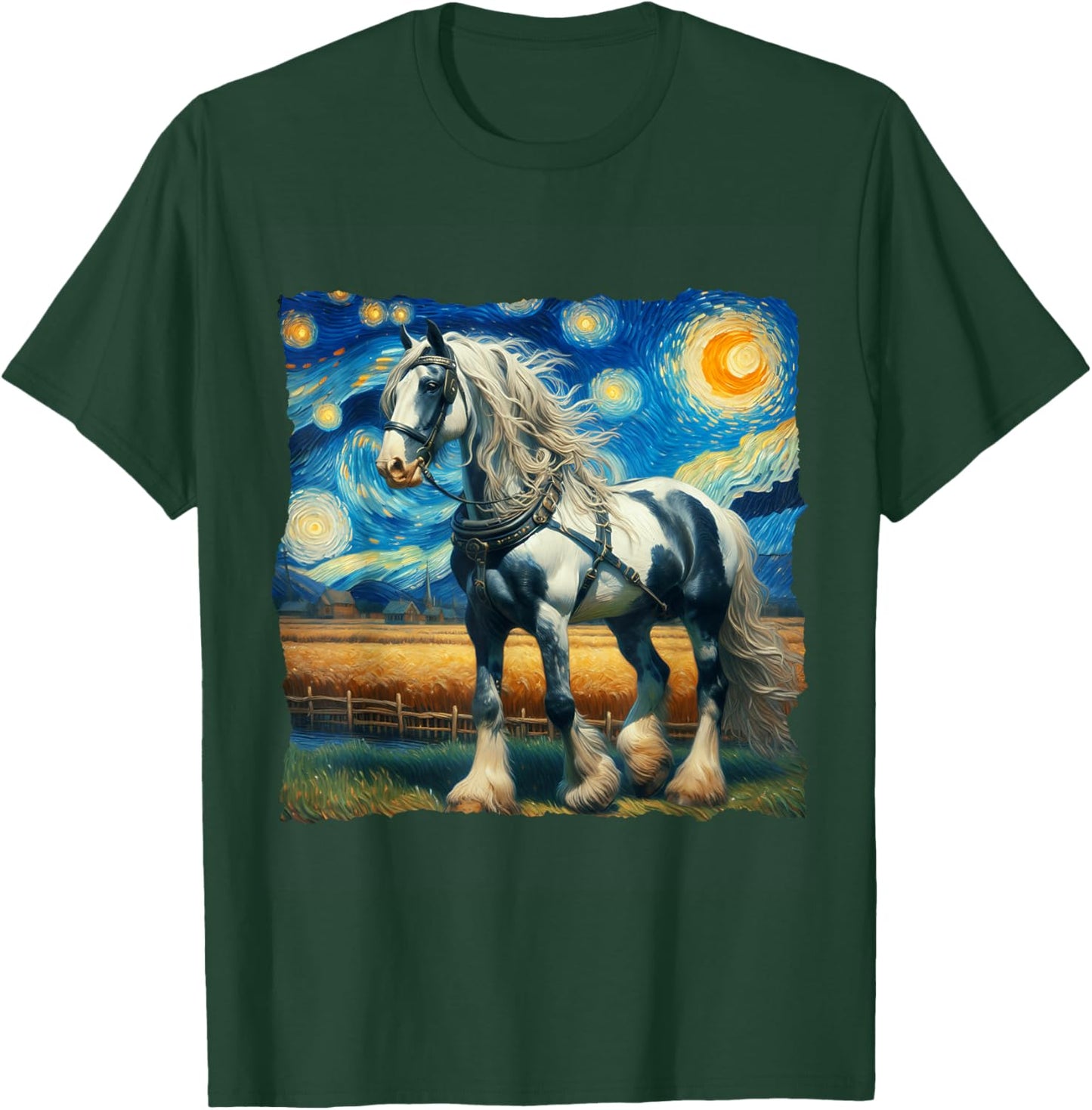 Belgian Draft Starry Night Belgian Draft Horse T-Shirt - T-Shirt | Forest