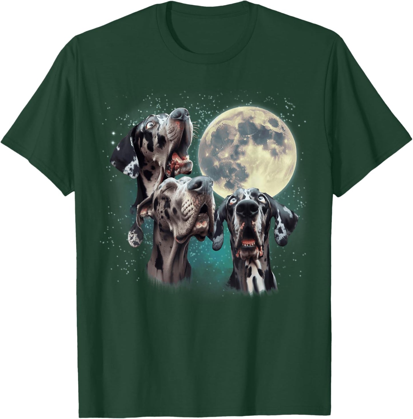 Funny Three Dog Moon, 3 Great Dane Merle Natural, Weird Meme Women Kids T-Shirt - T-Shirt | Forest