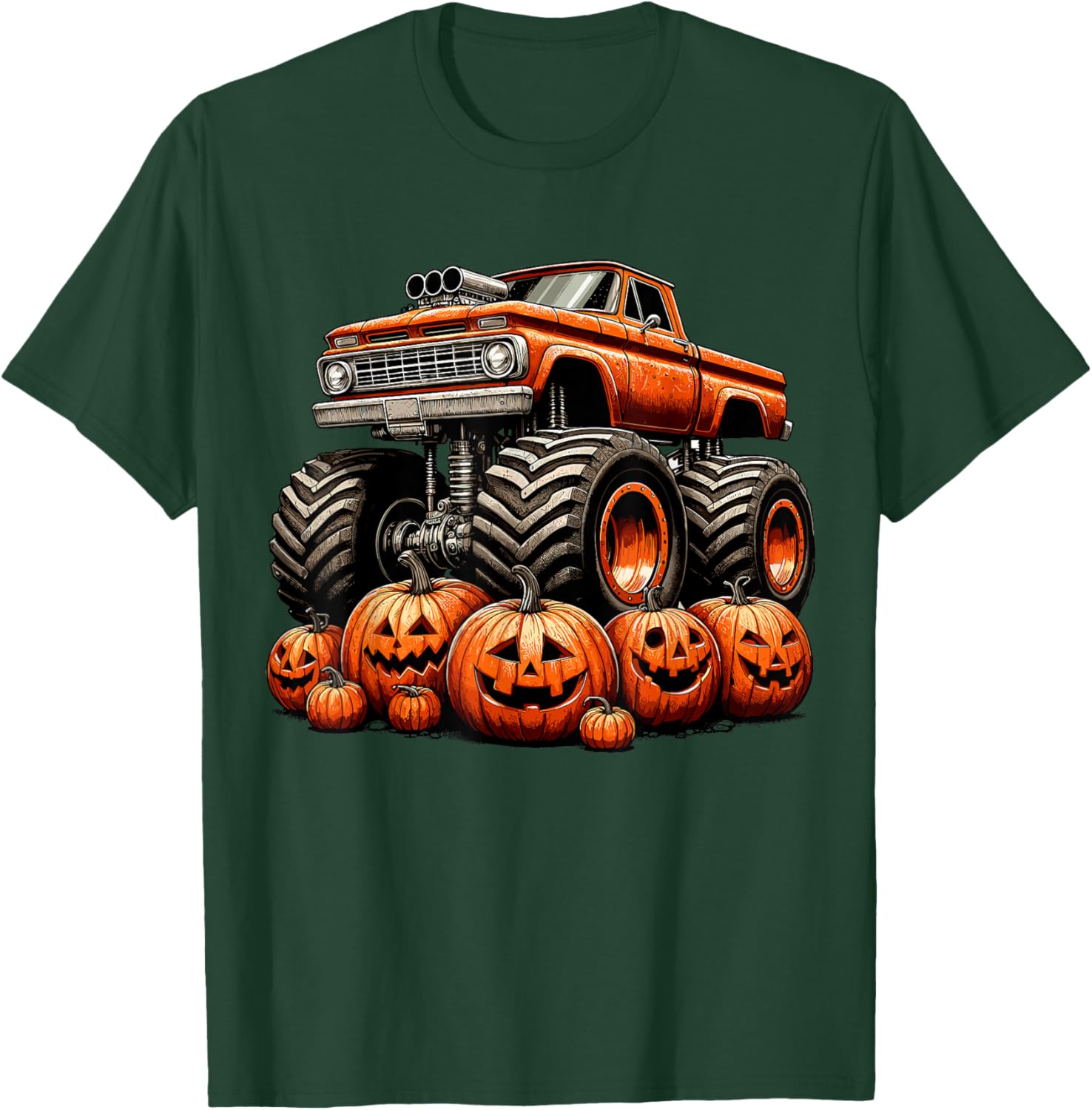 Monster Truck Pumpkin Halloween T-Shirt - T-Shirt | Forest