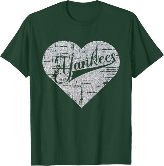 Vintage Heart Yankees I Love Yankees First Name Personalized T-Shirt - T-Shirt | Forest