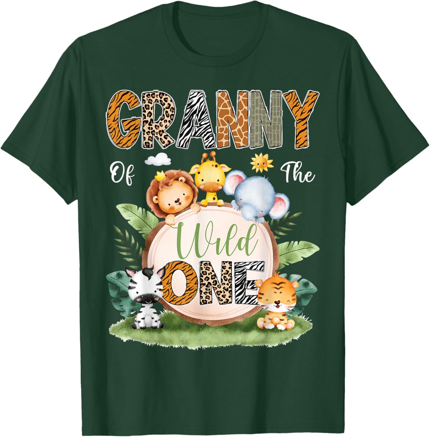 Granny Of The Wild One 1St Birthday Kids Safari Jungle T-Shirt - T-Shirt | Forest