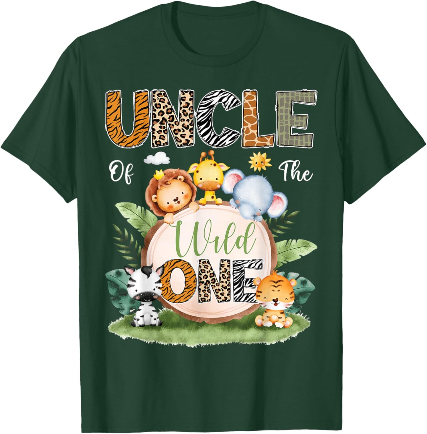 Uncle Of The Wild One 1St Birthday Kids Safari Jungle T-Shirt - T-Shirt | Forest