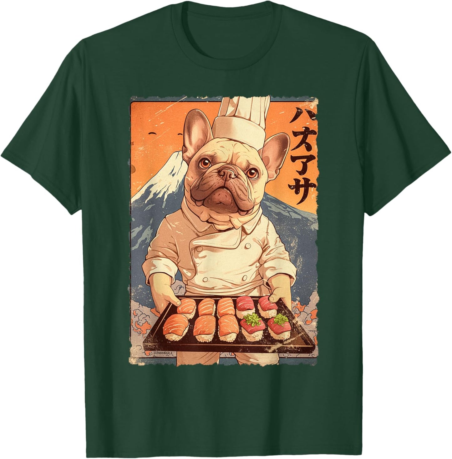 Cute Japanese Food Anime Art French Bulldog Sushi Chef Otaku Women Kids T-Shirt - T-Shirt | Forest